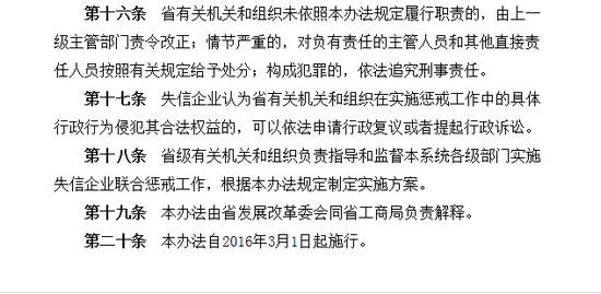 辽宁省人民政府办公厅关于印发辽宁省失信企业联合惩戒实施办法（试行）的通知