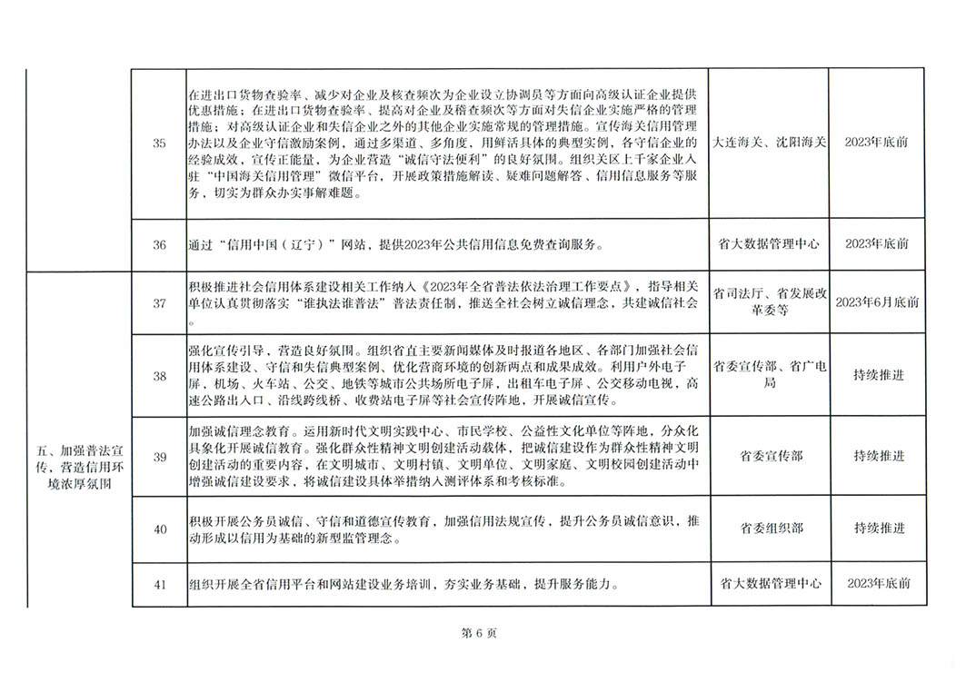 关于印发《2023年辽宁省社会信用体系建设工作要点》的通知